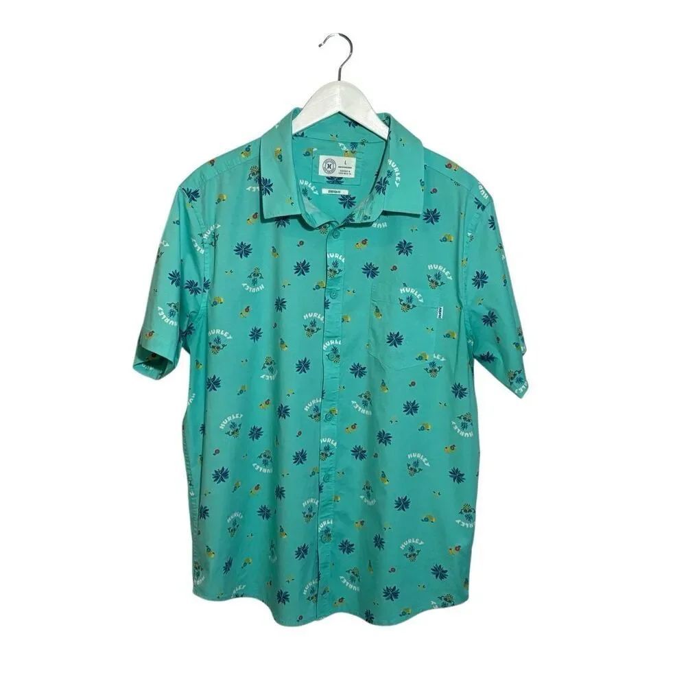 Hurley teal Hawaiian cotton button down shirt - L